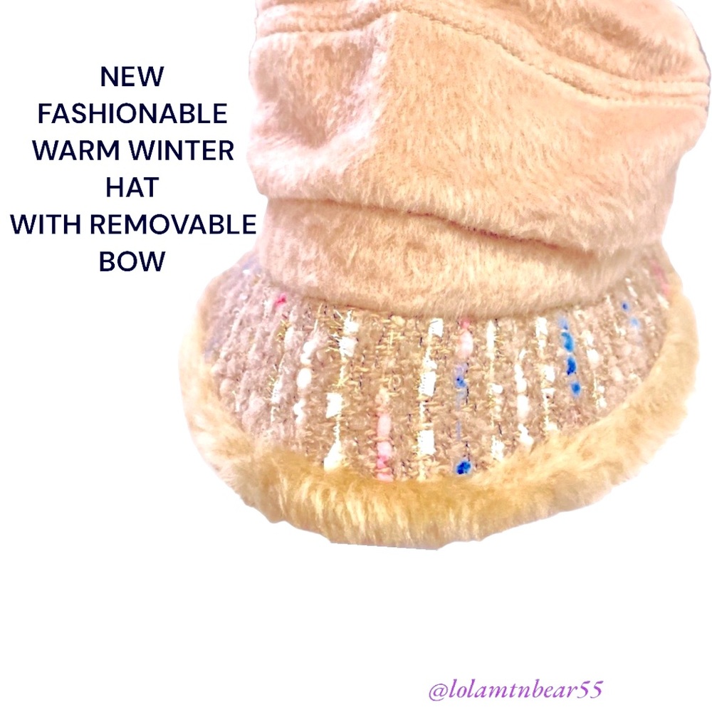 NWT WINTER STYLISH HAT WITH REMOVABLE BOW SOFT BRIMMED & UNIQUE